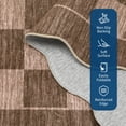 thumbnail image 3 of Hasoo Washable Living Room Area Rug 9x12 Large Modern Scalloped Checkered Non-Slip Soft Foldable Indoor Brown/Pink Carpet, 3 of 5