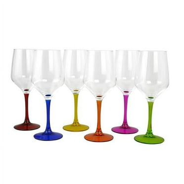 Three Star Import & Export GS7111 8.75 in. Wine Glass with Multicolor Stem Set, 6 Piece