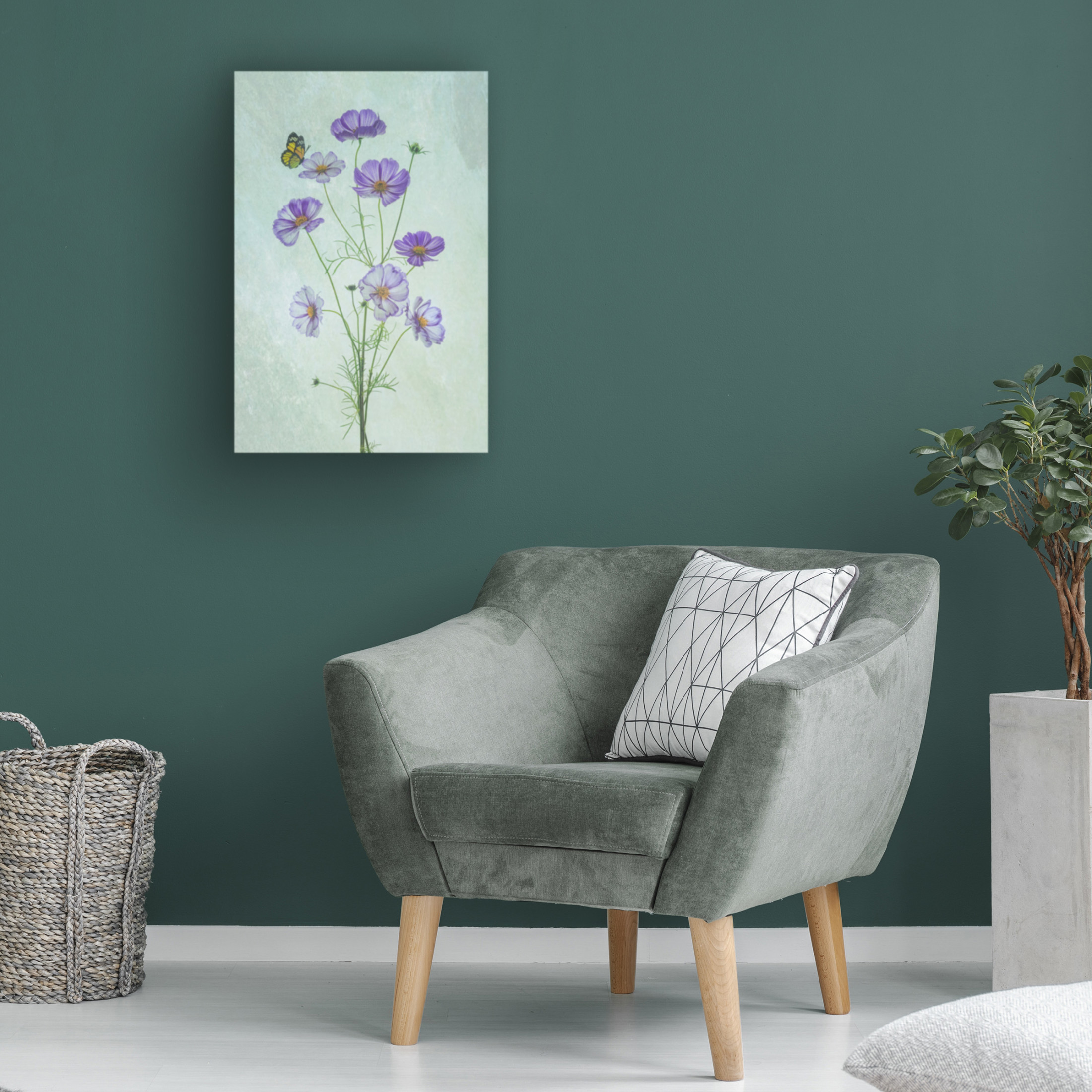 Canvas Wall Art - Lydia Jacobs 'Elegant Cosmos Flowers' Wall Art for Living Room, Bedroom, or Office Décor by Trademark Fine Art - 16 x 24 Inches