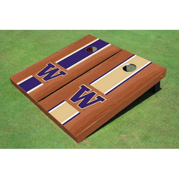 University Of Washington "W" Rosewood Alternating Long Stripe Cornhole Boards