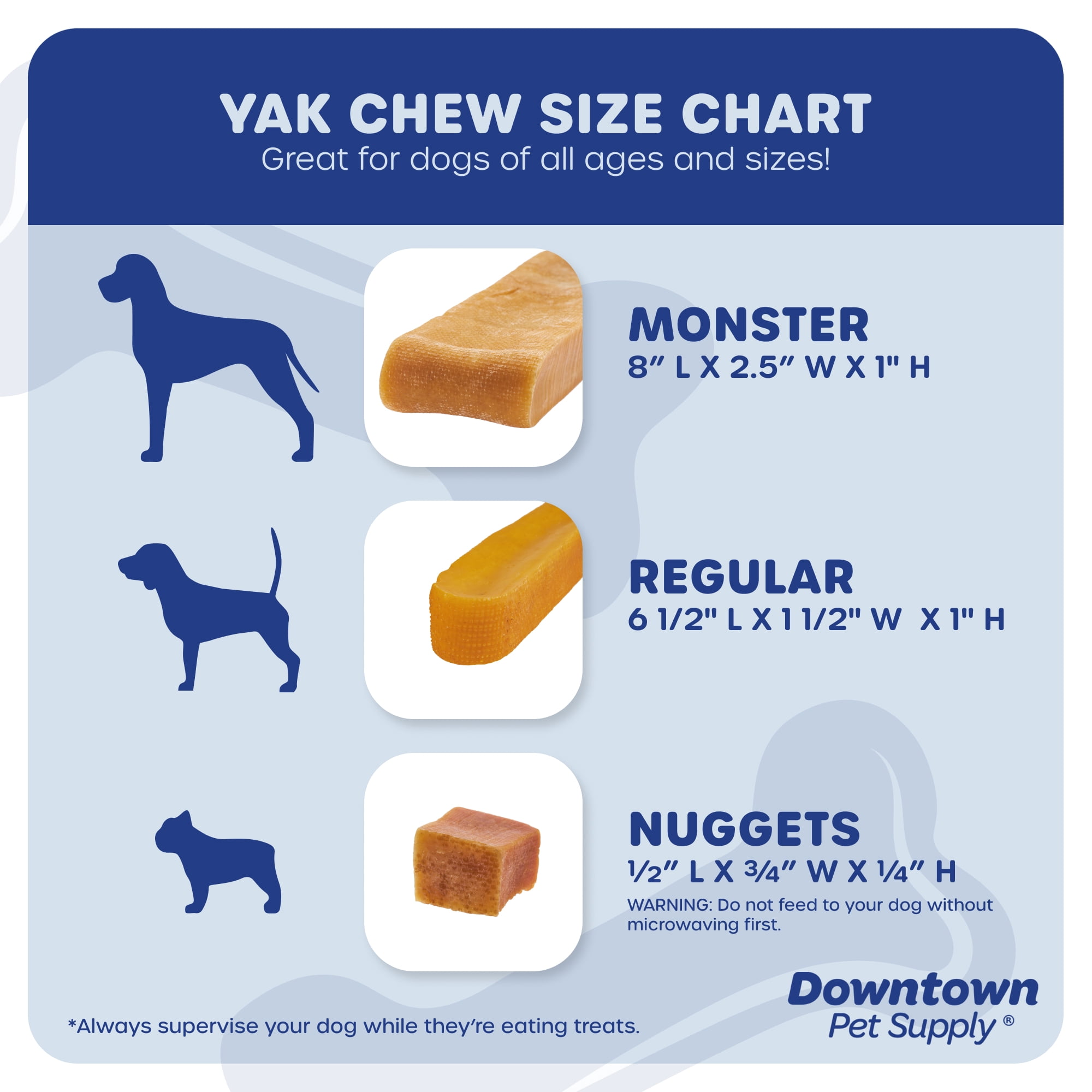 Downtown Pet Supply Bully Sticks For Dogs & Yak Chew Dog Treats 3 Pack Rawhide Free