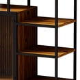 thumbnail image 6 of 5Tier Multipurpose Bookshelf Storage Rack, Modern Storage Shelves with 2 Enclosed Storage Cabinet for Living Room, Home Office, Kitchen, Black+Natural, 6 of 9