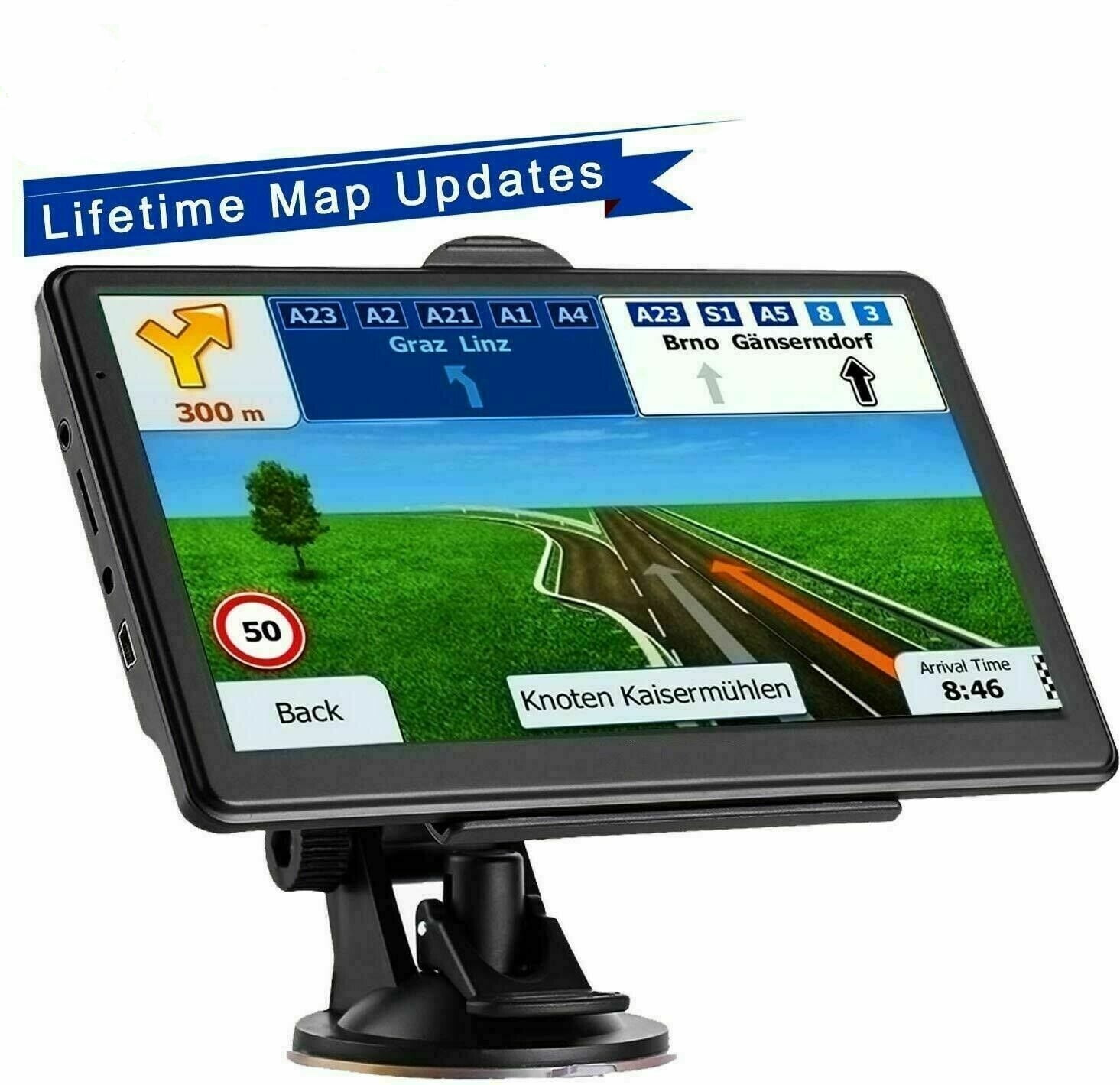 7 Inch Touch Screen GPS Navigation Maps System Device International GPS Navigator 256M 8GB FM with Bluetooth Lifetime Map Update for Cars Trucks Vehicles North America 