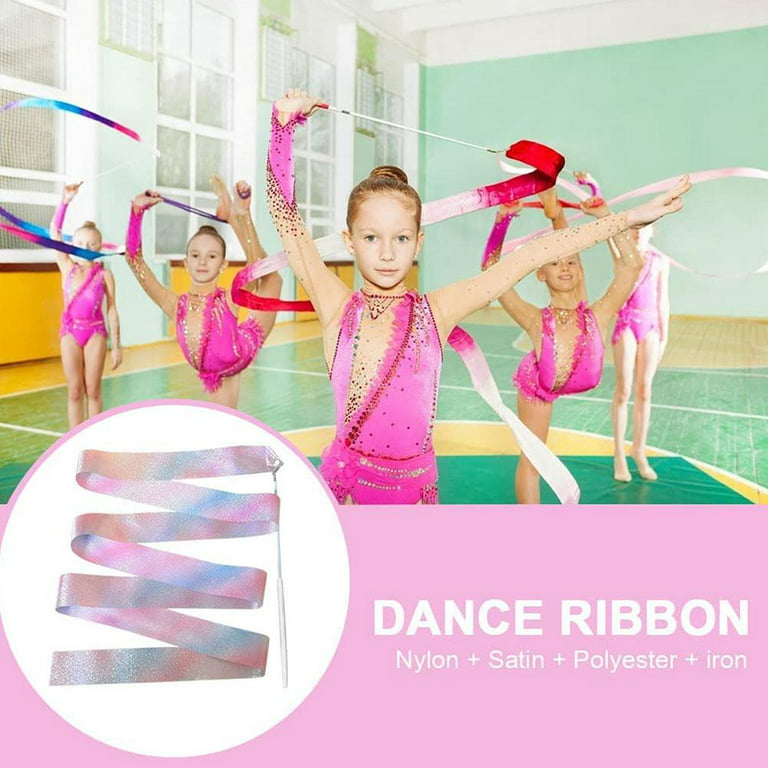 LUTER 2pcs Ribbons for Gymnastics, 78.7 Inch Colorful Dance Ribbon Dancer  Wand Rainbow Dancing Ribbon Streamers for Kids Girls Artistic Dancing  Training Birthday Party Favors