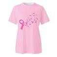 thumbnail image 4 of HUITKMM T-Shirts pour Femmes T-Shirts Décontractés pour Femmes avec Imprimé de Sensibilisation au Cancer Col Rond Manches Courtes pour Usage Quotidien au Printemps et en Été 3375, 4 of 4