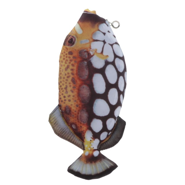 Estuche organizador con cremallera para lápices y cosméticos, con diseño de pez, para útiles escolares. Puffer 26x12cm