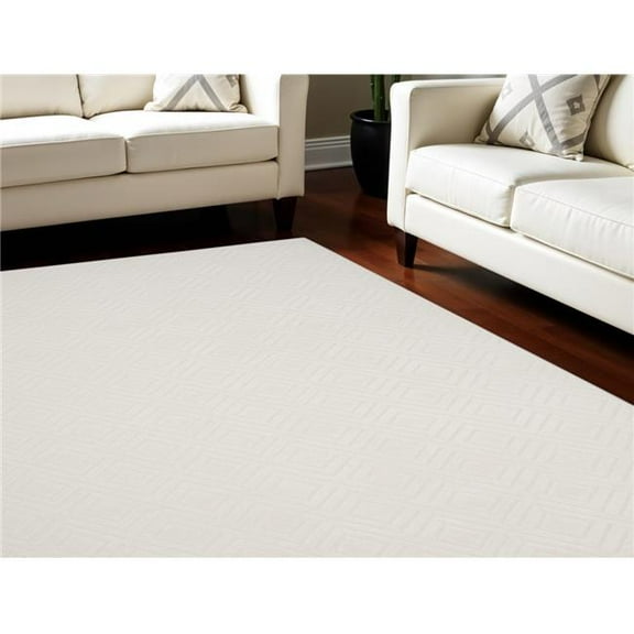 HomeRoots 569765 8 x 10 ft. Geometric Rectangle Area Rug, Ivory