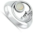 thumbnail image 4 of CHOOSE YOUR COLOR Moon Face White Simulated Opal Ring .925 Sterling Silver Band CZ Female Size 4, 4 of 4