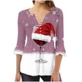 thumbnail image 1 of Camisetas con Cuello en V Mujeres Moda Impresa 3/4 Mangas Blusa, Top Cómodo Casual para el Hogar Y Diario, 1 of 4