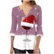 thumbnail image 1 of Camisetas con Cuello en V Mujeres Moda Impresa 3/4 Mangas Blusa, Top Cómodo Casual para el Hogar Y Diario, 1 of 4