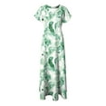 thumbnail image 6 of vigerkar Women's Casual V Neck Maxi Dress with Short Sleeve Sexy Elegant Floral Dress Green, S, 6 of 7