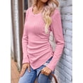 thumbnail image 2 of Womens Long Sleeve Shirts V Neck Ribbed Knit Slim Fit Light-Weight Sweater Fall Dressy Casual Tops Pink XXL, 2 of 6