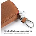 thumbnail image 5 of iCoverCase Car Key Case, Genuine First Layer Cowhide Leather Smart Keychain Holder Bag with Metal Keychain & Zipper, 5 of 5