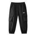 thumbnail image 4 of ZXLBBD Boy's Cargo Pants for Fall Joggers with Multiple Pockets Comfortable Solid Color Trousers for Kids Youth School Fashion Casual Daily Wear,Black,Size 6 Y-7 Y, 4 of 7