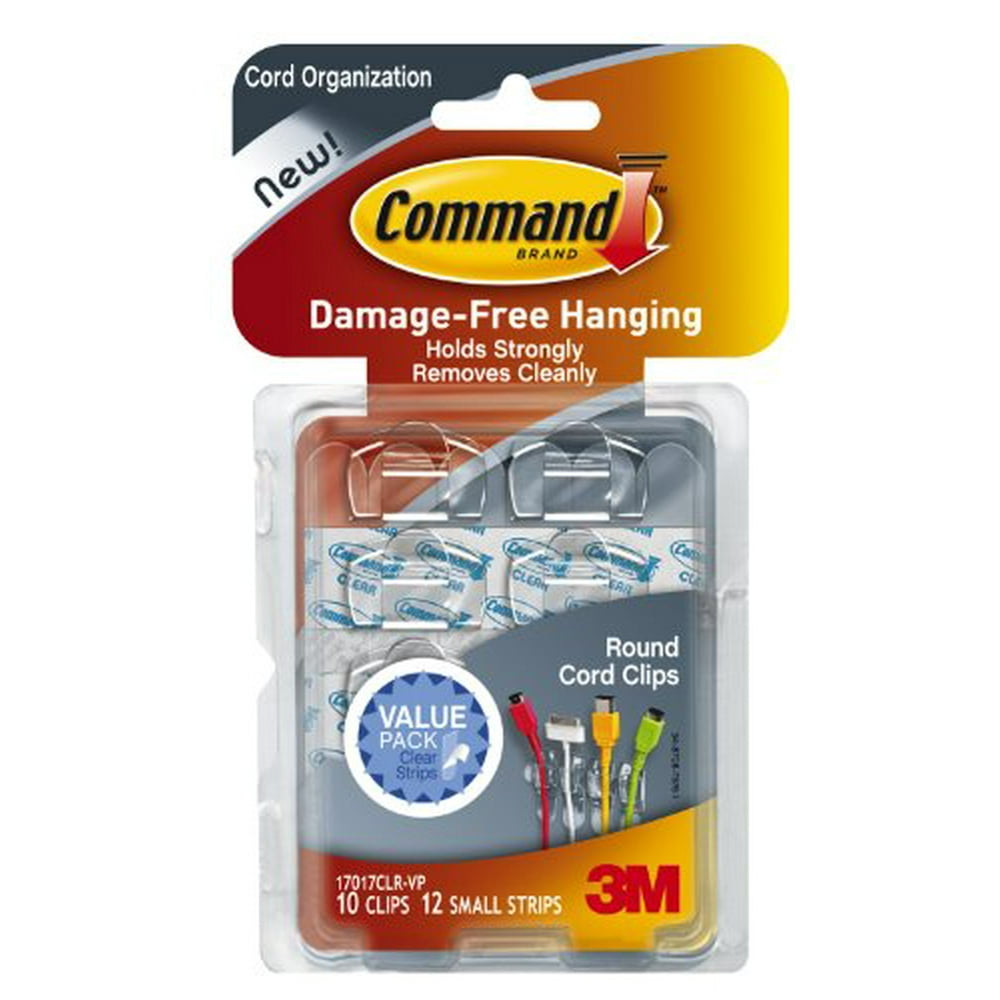 Command 17017ClrVp Round Cord Clip, 10 Clips, Clear, 10 Clips