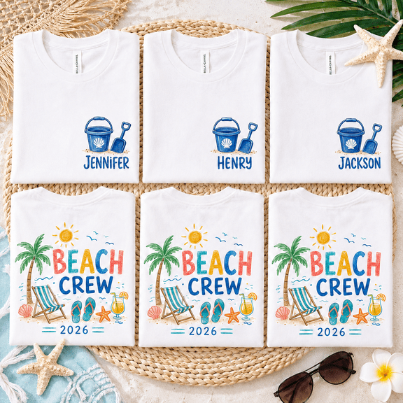 Custom Beach Crew Shirt, Personalized Family Vacation Tee, Matching Beach Trip Outfit, Summer Travel Shirt, Family Holiday Gift