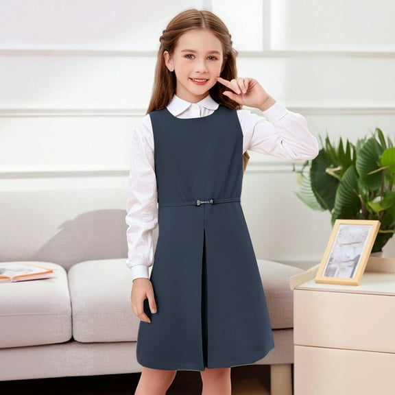 Girls Easter Dress Short Sleeved Small Floral Princess Style Long Summer Dress for Teens Casual Spring Dress (Navy,8-9 Years)