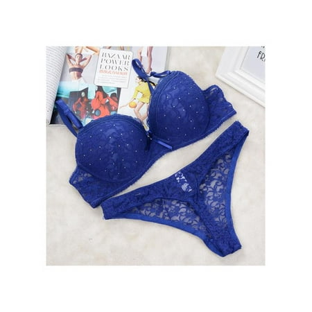 

Lemetow 2PCS Women Push up Padded Bra Set Lace Panties Briefs Underwear Lingerie Bras