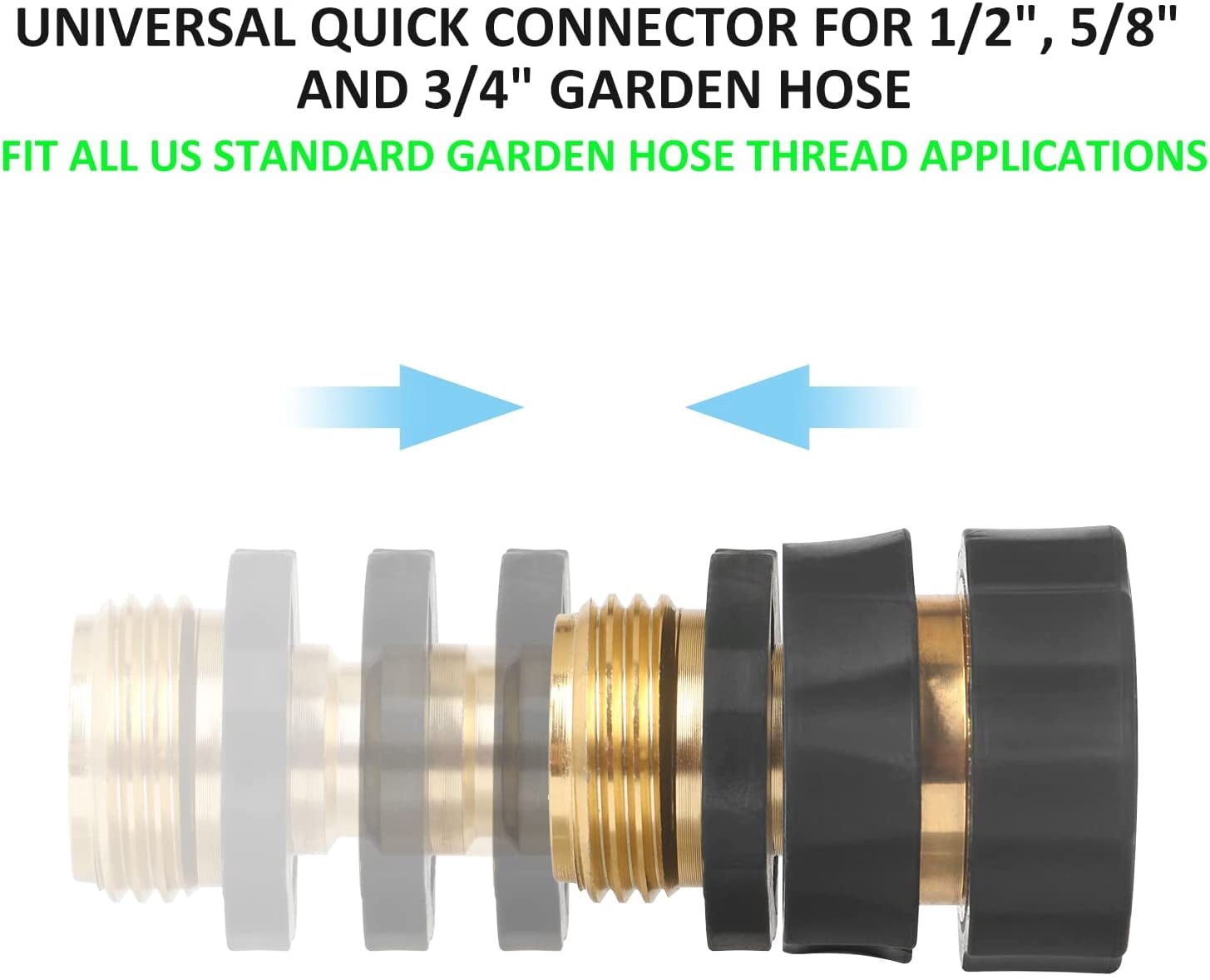 STYDDI Garden Hose Quick Connect Fittings Coupler, Metal Hose Fitting Quick Connector 3/4 Inch GHT Male and Female - No Leaks Water Hoses Quick Disonnect Adapter, 4 Set