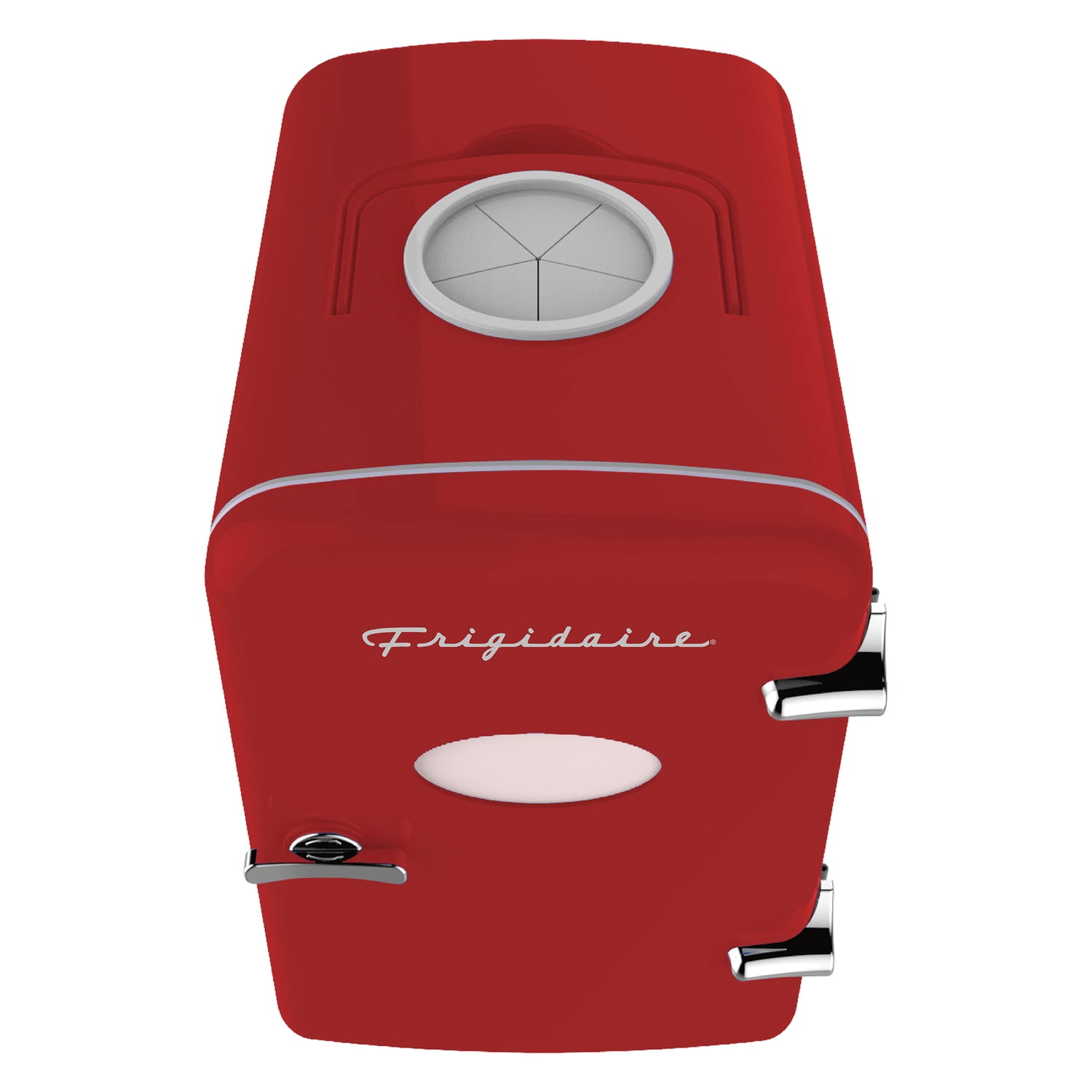 Frigidaire EFMIS171-RED 6+1-Can 48-Watt Retro Mini Portable Fridge with Top-Mounted Active-Cooling Can Holder (Red)
