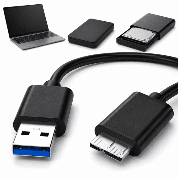 5FT External Hard Drive Cable, USB 3.0 Micro B to USB A Replacement Cord, 5Gbps Compatible with WD My Passport/Elements, Seagate Expansion/Backup Plus, Toshiba Canvio and LaCie