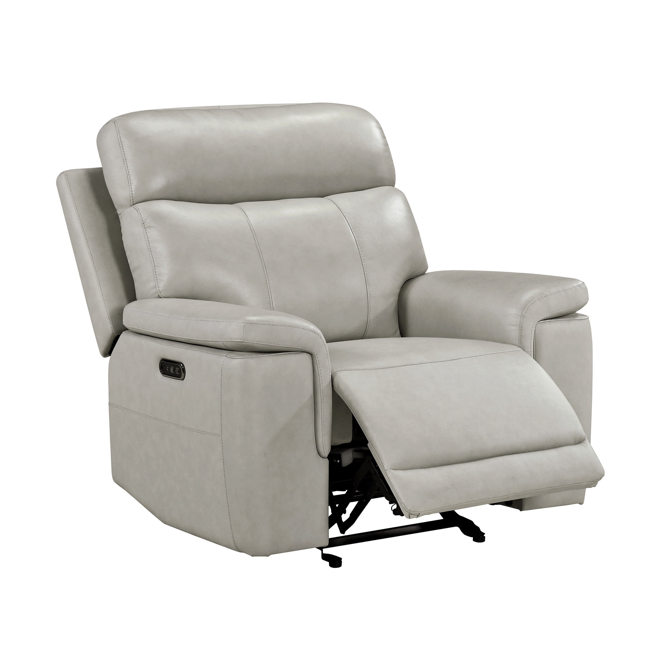 OakvillePark Aurevia Leather Match Power Glider Reclining Chair with Power Headrest, Light Gray