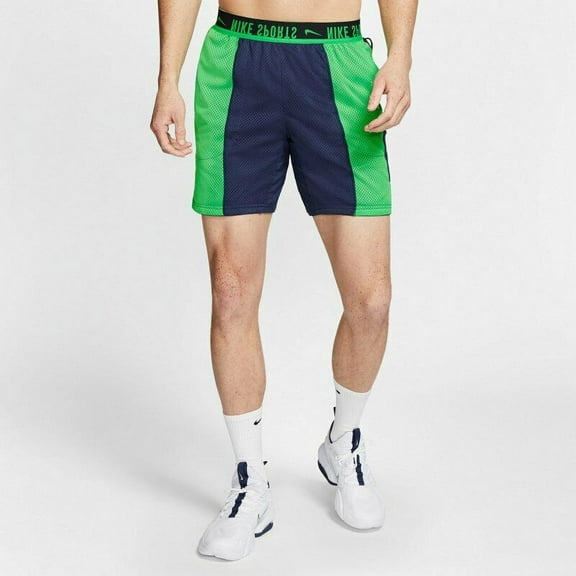 Nike Men's Project X Reversable Loose Fit Training Knit Shorts in Navy/Green-XL