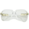 thumbnail image 2 of zeroUV Unisex Large Chunky Metal Accented Temples Clear Lens Square Glasses 55mm (Clear-Gold / Clear) - 55mm, 2 of 5