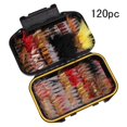thumbnail image 3 of Yuarrent Equipo de pesca con mosca, moscas, impermeable, seco, Artificial, surtido, Kit, cebo multicolor, estuche para exteriores, ganchos, Pescar 120 piezas, 3 of 6
