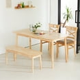 thumbnail image 3 of Livinia Aslan 59" Large Wooden Dining Table/Mid Century Modern Malaysian Oak Kitchen Table (Natural-Oak), 3 of 8