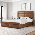 thumbnail image 2 of Renwick Upholstered Platform Queen Bed with Drawers, Amber Brown, 2 of 11