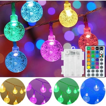 Sohice Color Changing hanging lights for Christmas,Battery Operated, 30ft 50 LEDs Globe String Lights Waterproof with Remote, RGB Light bulb for Indoor Kids Room Bedroom Garden Patio Decor
