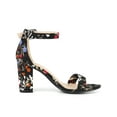 thumbnail image 3 of BLISSFUL STEP Women's Shoes Flower Print Open Toe Block High Heels Summer Sandals Black Flower 7, 3 of 7