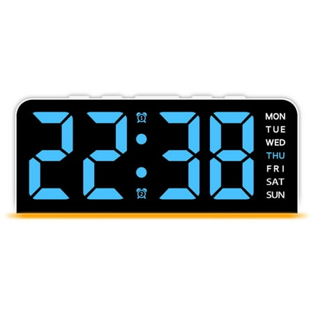 Gieenan Large LED Digital Alarm Clock With Bottom Lighting, 6in Display Temperature And Brightness Customizations