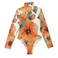thumbnail image 2 of Flowers Orange Women's Mock Turtle Neck Long Sleeve Tops Bodysuit Jumpsuit One Piece Leotards Shirt, 2 of 8
