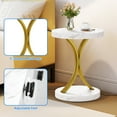 thumbnail image 3 of DEXTRUS Round End Tables, Modern Gold Round Side Table with Faux Marble Top and Gold Metal Frame, Faux Marble White, 3 of 6