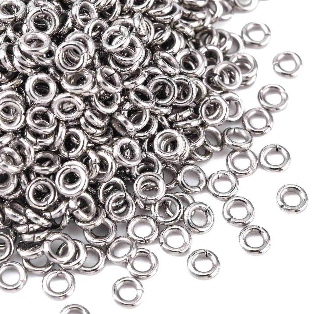 Resistant 304 Stainless Steel Open Jump Rings Stainless Steel Color 18 Gauge 4x1mm Inner Diameter: 2mm