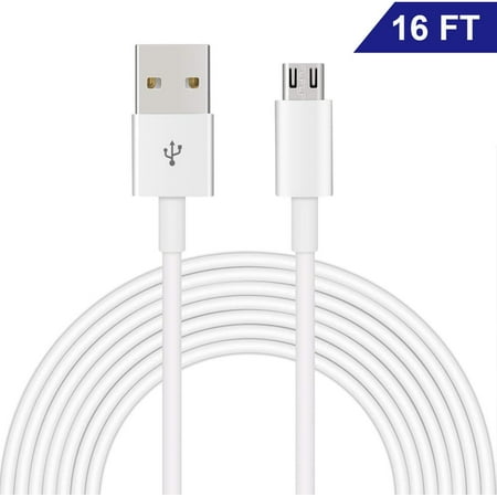 Micro USB Cable for Home Security Camera and Android Mobile Phone/Tablets  5V 1A  5 Meters/16ft  High Speed USB