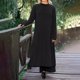 thumbnail image 2 of Gibobby Vestido de manga larga Falda larga de encaje de punto para mujer con vestido informal con sudadera de forro polar(Negro,M), 2 of 5