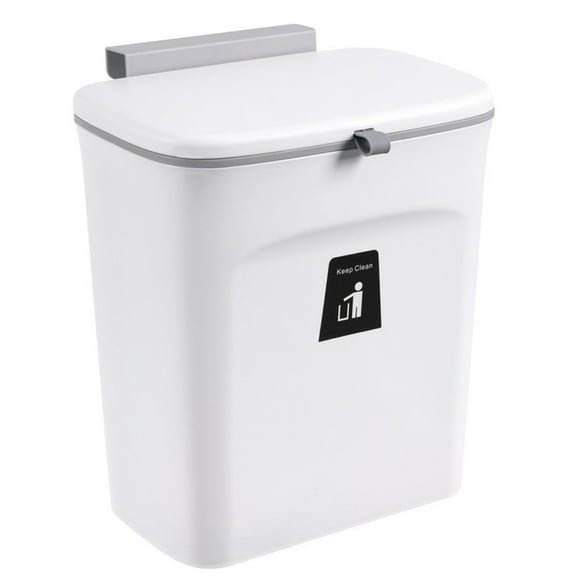 100Fens Kitchen Compost Rubbish Bin for Counter Top or Under Sink, Hanging Small Trash Can with Lid for Cupboard/Bathroom/Bedroom/Office/Camping, Mountable Indoor Rubbish Bin