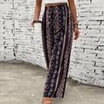 thumbnail image 1 of Tnhcen Pantalon Grand Rétro Imprimé pour Femmes Taille Haute Taille Élastique Coupe Ample Style Boho Pantalon Extensible P-2TG Décontracté Grande Taille, 1 of 7