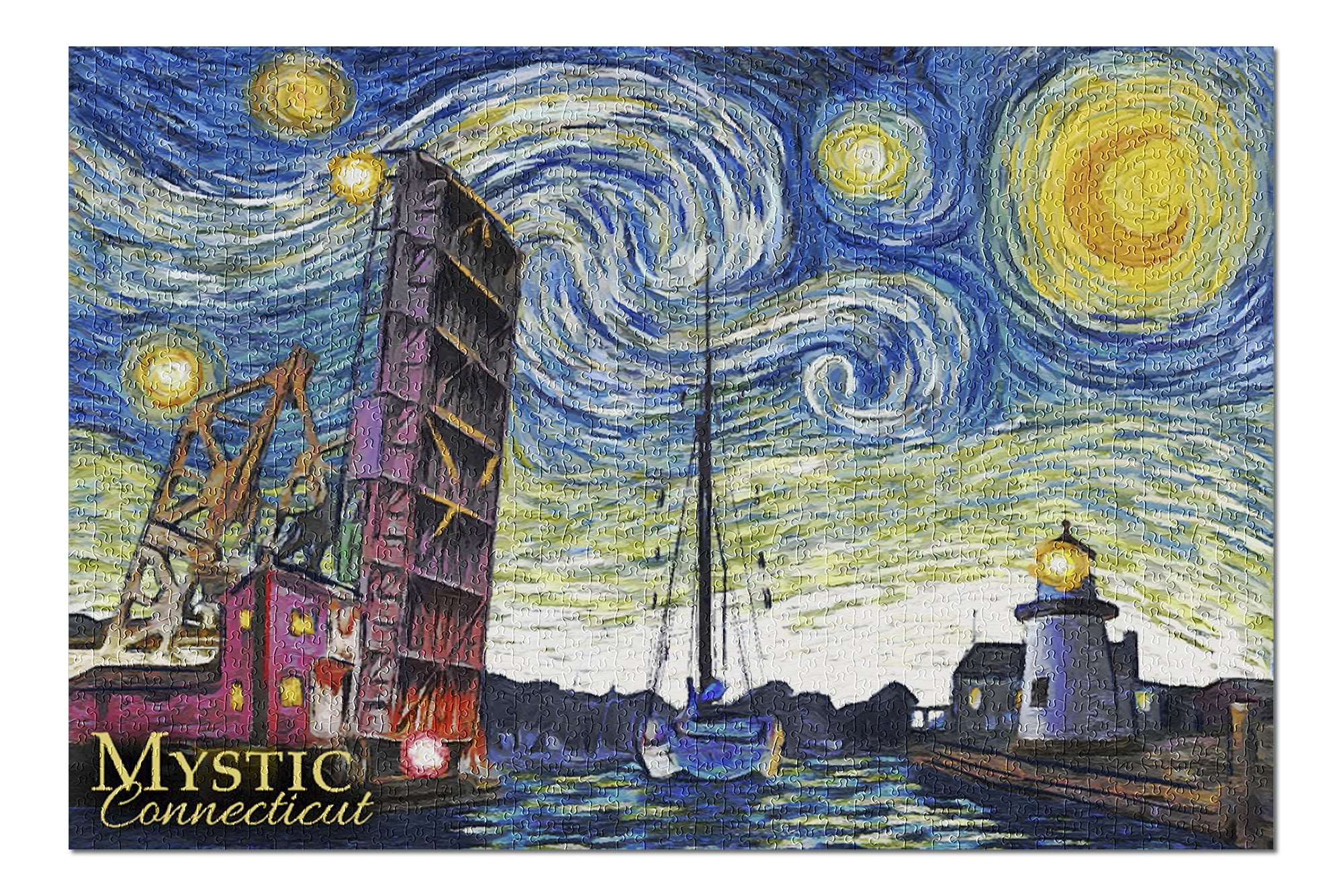 Mystic, Connecticut - Starry Night 96148 (20x30 Premium 1000 Piece ...
