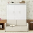 thumbnail image 3 of Harper & Bright Designs Queen Size Murphy Bed, Wooden Queen Murphy Bed with Cushion, Wall Bed with Sofa for Home Office or Small Room, White, 3 of 16