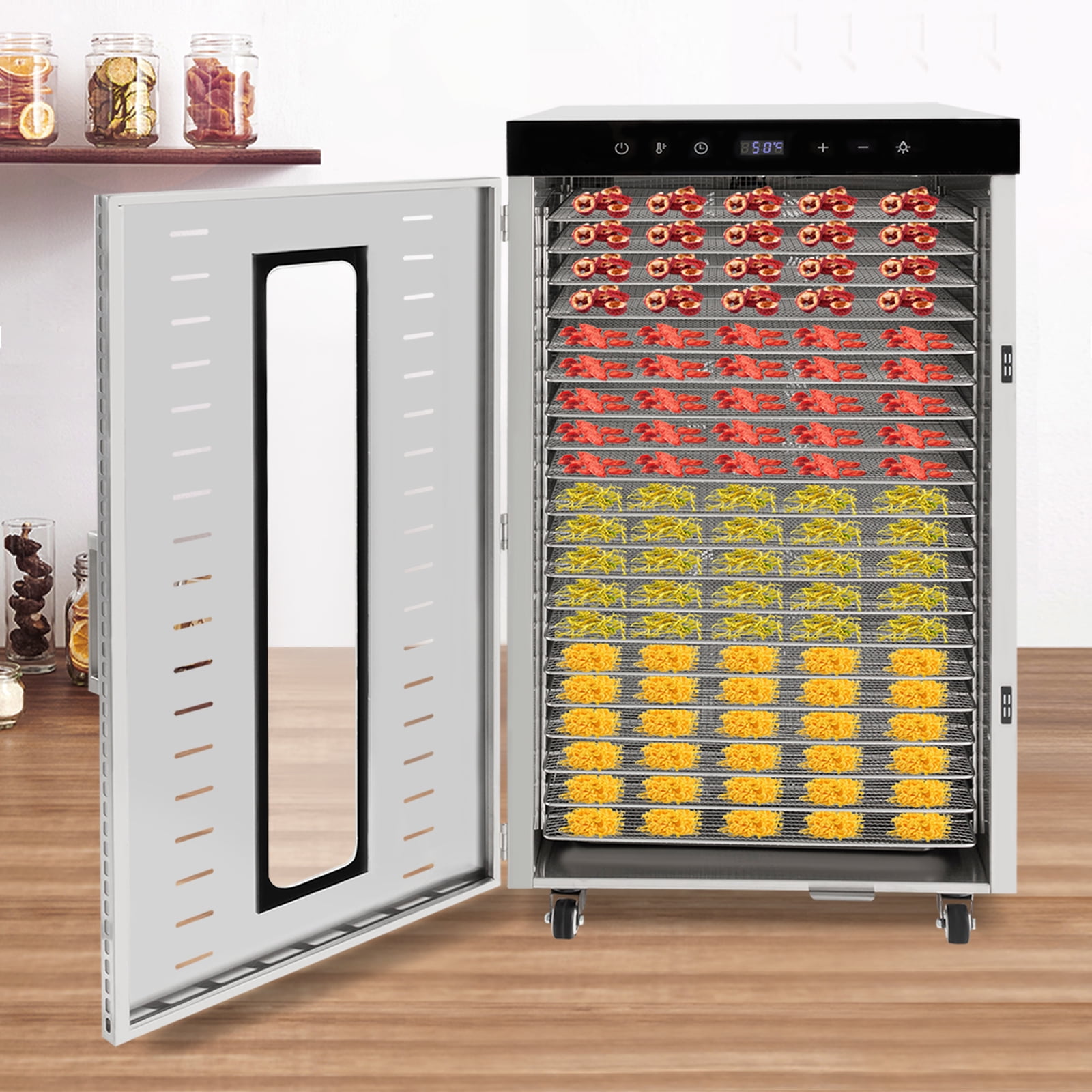 20 Tray Food Dehydrator Stainless Fruit Meat Jerky Dryer Blower Commercial 1700W Dry Various Vegetables, Fruits, Spices, Meats, Flowers, Herbs, Nuts
