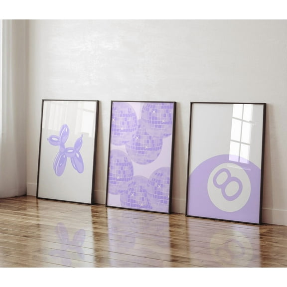 Luvia Trendy Gallery Wall Set Of 3 Lilac Trendy Poster Preppy College Dorm Decor Purple, Modern Wall Decor Set 3 Prints 8x12 UNFRAMED