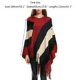 thumbnail image 2 of Femmes Splice Rayé Poncho avec Pompons Tricoté Châle Écharpe Frangée Wraps Pashminas Pull Cape Cadeaux pour les Femmes, 2 of 5