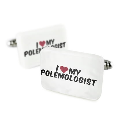 Cufflinks I heart love my Polemologist Porcelain Ceramic NEONBLOND