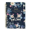 thumbnail image 1 of 2025 Monthly Planner Notebook - A5 Size with 12 Separating Pages, Weekly & Monthly Calendar, Inner Pocket, Metal Lay-Flat Binding, Holiday Reference, Navy Blue Floral Design - 170 Pages Akmoler, 1 of 8