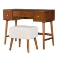 thumbnail image 3 of Contemporary Home Living 47" Walnut Brown Mid Century Vanity Set with Mirror and Stool, 3 of 4