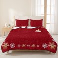 thumbnail image 3 of Quilts King Size Bedding Set, Red Snowflake Christmas Lightweight Quilted Comforter, Xmas Winter Modern Snowflake Soft Reversible Bedspread Coverlet with Pillow Covers for All Season, 96" x 106", 3 of 9